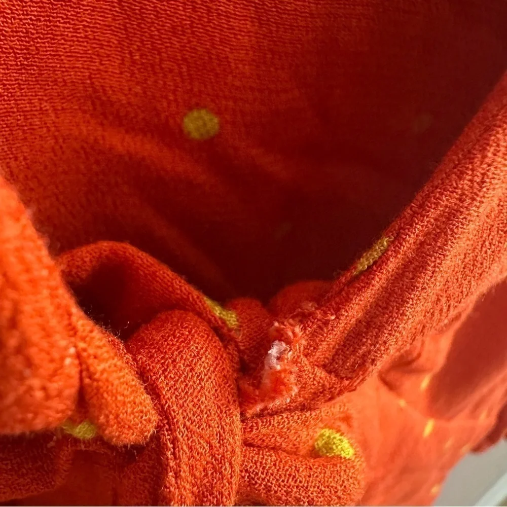 Free People Dress Mini Sundress Polka Dot Orange Dainty Summer Size 6 Small - Picture 6 of 8